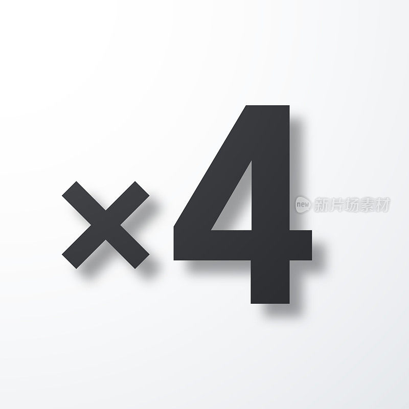 x4, 4次。白色背景上的阴影图标